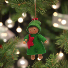 Handmade Christmas Tree Pixie Doll by Ambrosius – Eco-Friendly Wool Felt Waldorf Toy from Eco Flower Fairies LLC