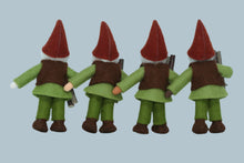 Gnome World - Forest Gnome Family Doll Set with Oak Tree Stump House – 2.5" & 3” Handmade Felt Waldorf Decorations by Ambrosius