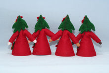 Poinsettia Fairy Doll – 2.5" & 3.5" Handmade Felt Waldorf Decorations by Ambrosius