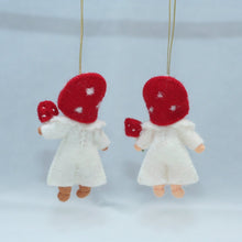 Mushroom World - Fly Agaric Mushroom Pixie Doll – 2" & 2.5" Handmade Felt Waldorf Decorations by Ambrosius