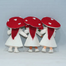 Mushroom World - Fly Agaric Mushroom Pixie Family Doll Set – 2.5", 3" & 3.5" Handmade Felt Waldorf Decorations by Ambrosius