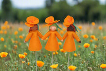Golden Poppy Fairy Doll – 2.5" & 3" Handmade Felt Waldorf Decoration by Ambrosius