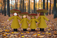 Handmade Jack-o'-Lantern Mushroom Fairy Doll by Ambrosius – Eco-Friendly Wool Felt Waldorf Toy from Eco Flower Fairies LLC