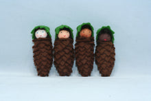 Pine Cone Baby Doll – 2.5" Handmade Felt Waldorf Decoration by Ambrosius