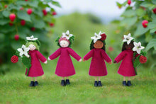 Raspberry Fairy Doll – 2.5" & 3" Handmade Felt Waldorf Decorations by Ambrosius