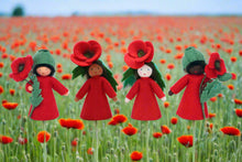 Handmade Red Poppy Fairy Doll by Ambrosius – Eco-Friendly Wool Felt Waldorf Toy from Eco Flower Fairies LLC