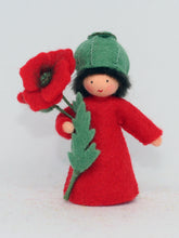 Handmade Red Poppy Fairy Doll by Ambrosius – Eco-Friendly Wool Felt Waldorf Toy from Eco Flower Fairies LLC