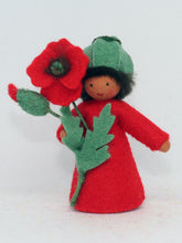 Handmade Red Poppy Fairy Doll by Ambrosius – Eco-Friendly Wool Felt Waldorf Toy from Eco Flower Fairies LLC