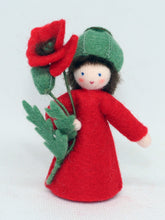 Handmade Red Poppy Fairy Doll by Ambrosius – Eco-Friendly Wool Felt Waldorf Toy from Eco Flower Fairies LLC