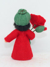 Red Poppy Fairy Doll – 2.5" Handmade Felt Waldorf Decoration by Ambrosius