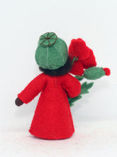 Red Poppy Fairy Doll – 2.5" Handmade Felt Waldorf Decoration by Ambrosius