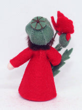 Red Poppy Fairy Doll – 2.5" Handmade Felt Waldorf Decoration by Ambrosius