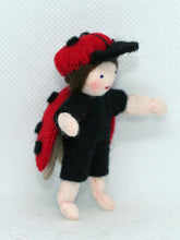 Ladybug Pixie Doll – 2.5" Handmade Felt Waldorf Decoration by Ambrosius