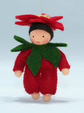 Handmade Poinsettia Baby Doll by Ambrosius – Eco-Friendly Wool Felt Waldorf Toy from Eco Flower Fairies LLC