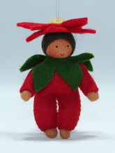 Handmade Poinsettia Baby Doll by Ambrosius – Eco-Friendly Wool Felt Waldorf Toy from Eco Flower Fairies LLC