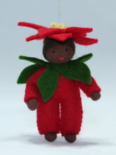 Handmade Poinsettia Baby Doll by Ambrosius – Eco-Friendly Wool Felt Waldorf Toy from Eco Flower Fairies LLC