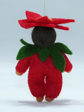 Poinsettia Baby Doll – 2.5" Handmade Felt Waldorf Decoration by Ambrosius