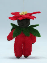Poinsettia Baby Doll – 2.5" Handmade Felt Waldorf Decoration by Ambrosius