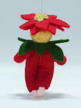 Poinsettia Baby Doll – 2.5" Handmade Felt Waldorf Decoration by Ambrosius