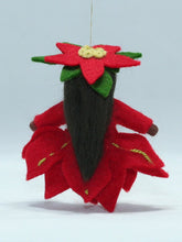 Poinsettia Princess Doll – 2.5" Handmade Felt Waldorf Decoration by Ambrosius