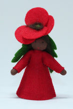 Handmade Red Poppy Fairy Doll by Ambrosius – Eco-Friendly Wool Felt Waldorf Toy from Eco Flower Fairies LLC