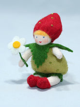 Strawberry Baby Doll – 2.5" Handmade Felt Waldorf Decoration by Ambrosius