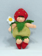 Handmade Strawberry Baby Doll by Ambrosius – Eco-Friendly Wool Felt Waldorf Toy from Eco Flower Fairies LLC