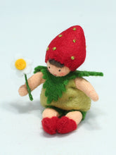 Strawberry Baby Doll – 2.5" Handmade Felt Waldorf Decoration by Ambrosius