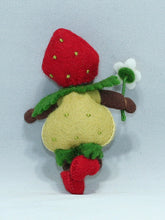 Strawberry Baby Doll – 2.5" Handmade Felt Waldorf Decoration by Ambrosius