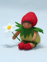 Strawberry Baby Doll – 2.5" Handmade Felt Waldorf Decoration by Ambrosius